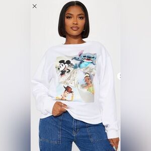 Disney White Sweatshirt with Iconic Characters